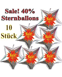 Sale! 40 % 10 Stück silberne Sternballons zur Befüllung mit Luft, zu Werbeaktionen, Rabattaktionen, Schaufensterdekoration