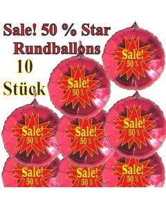 Sale! 50 % Star, 10 Stück rote Rundballons zur Befüllung mit Luft, zu Werbeaktionen, Rabattaktionen, Schaufensterdekoration