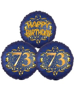 Satin Navy & Gold 73 Happy Birthday, Luftballons aus Folie zum 73. Geburtstag, inklusive Helium