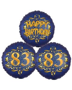 Satin Navy & Gold 83 Happy Birthday, Luftballons aus Folie zum 83. Geburtstag, inklusive Helium