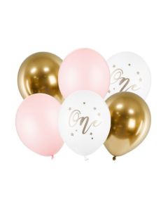 Luftballons zum 1. Geburtstag Mädchen, 6 Stück