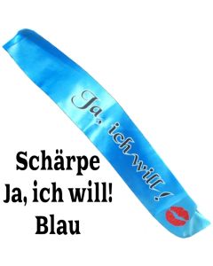 Schärpe in Blau, Ja ich will, Verkleidung zu Hen Night, Hen Party und Junggesellenabschied