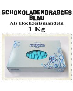 Schokoladendragees Hochzeitskonfekt in Blau als Hochzeitsmandeln