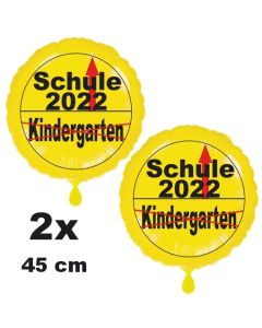 2 Luftballons aus Folie, Verkehrschild, gelb Schule 2022 - Kindergarten