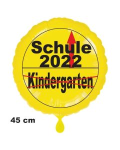 Luftballon aus Folie, 45 cm, inklusive Helium, Satin de Luxe, weiß zur Einschulung: Schule 2022 - Kindergarten aus.