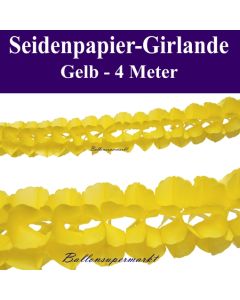 Seidenpapier-Girlande Gelb, 4 Meter