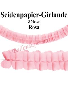 Seidenpapier-Girlande Rosa, 3 Meter