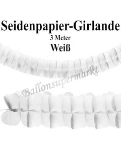 Seidenpapier-Girlande Weiß, 3 Meter