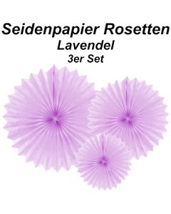 Große Seidenpapier Rosetten, lavendel, 3 Stück-Set