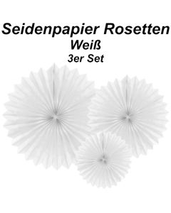 Große Seidenpapier Rosetten, weiß, 3 Stück-Set