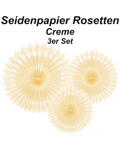 Stilvolle Seidenpapier Rosetten, creme, 3 Stück-Set