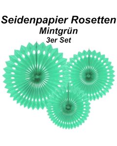 Stilvolle Seidenpapier Rosetten, mintgrün, 3 Stück-Set