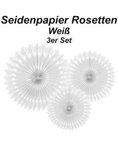 Stilvolle Seidenpapier Rosetten, weiß, 3 Stück-Set