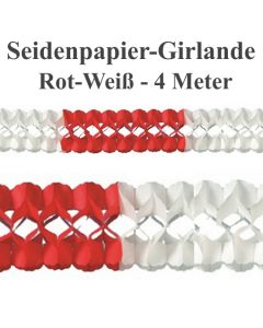 Seidenpapier-Girlande Rot-Weiß, 4 Meter