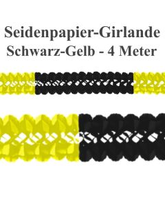 Seidenpapier-Girlande Schwarz-Gelb, 4 Meter