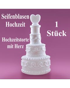 Seifenblasen Hochzeit, Wedding Bubbles Hochzeitstorte mit Herz weiß, 1 Stück