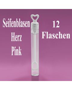 Seifenblasen Hochzeit, Wedding Bubbles Herz pink, 12 Stück