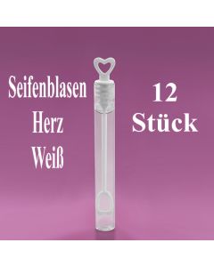 Seifenblasen Hochzeit, Wedding Bubbles Herz weiß, 12 Stück