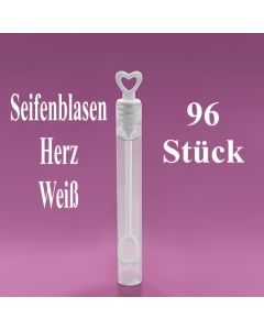 Seifenblasen Hochzeit, Wedding Bubbles Herz weiß, 96 Stück