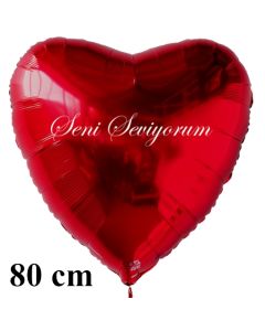 Herzluftballon in Rot "Seni Seviyorum" 80 cm groß