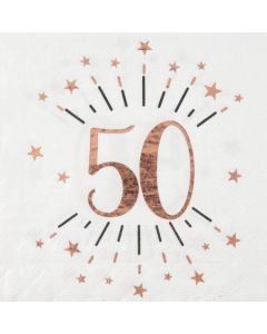 Servietten Rosegold  Sparkling 50 zum 50. Geburtstag, 10 Stück