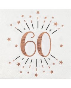 10 Servietten zum 60. Geburtstag  Roségold Metallic