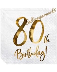 Servietten 80th Birthday Gold, zum 80. Geburtstag