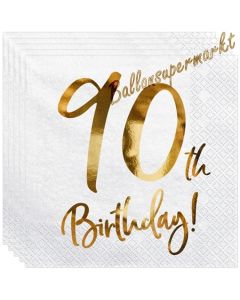 Servietten 90th Birthday Gold, zum 90. Geburtstag