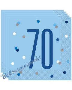 Servietten Blue & Silver Glitz 70 zum 70. Geburtstag