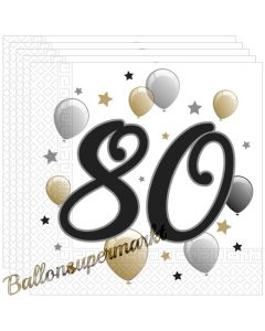 Servietten Milestone 80 zum 80. Geburtstag, 20 Stück