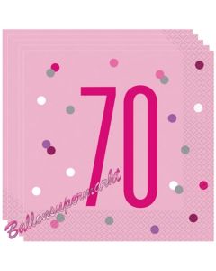 Servietten Pink & Silver Glitz 70 zum 70. Geburtstag