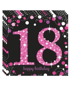 Servietten Pink Celebration, zum 18. Geburtstag