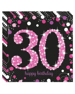 Servietten Pink Celebration 30, zum 30. Geburtstag