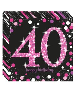 Servietten Pink Celebration 40, zum 40. Geburtstag