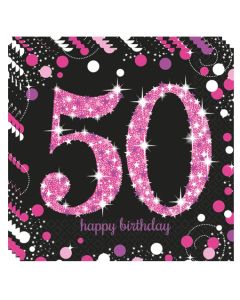 Servietten Pink Celebration 50, zum 50. Geburtstag