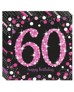 Servietten Pink Celebration 60, zum 60. Geburtstag