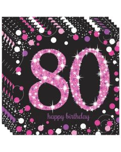Servietten Pink Celebration 80, zum 80. Geburtstag