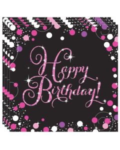 Geburtstagsservietten pink Celebration Birthday, 16 Stück