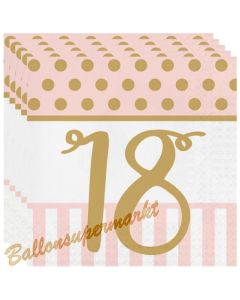 Servietten Pink Chic, zum 18. Geburtstag