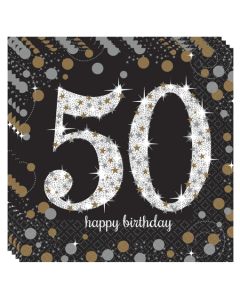 Servietten Sparkling Celebration 50, zum 50. Geburtstag