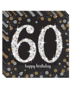 Servietten Sparkling Celebration 60, zum 60. Geburtstag