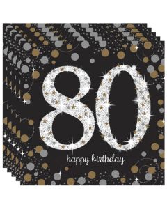 Servietten Sparkling Celebration 80, zum 80. Geburtstag