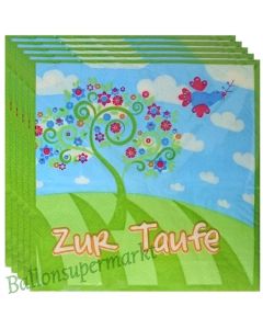 Servietten zur Taufe, Taube und Baum