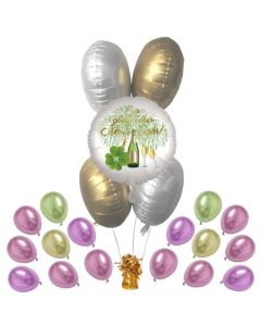 5 Helium-Luftballons Bouquet "Ein glückliches Neues Jahr" satin de luxe