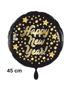 Silvester Luftballon: Happy New Year schwarz-gold, 45 cm