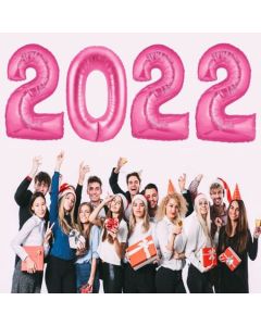 Silvester 2022, pink,1 m grosse Zahlen, befüllbare Ballons aus Folie