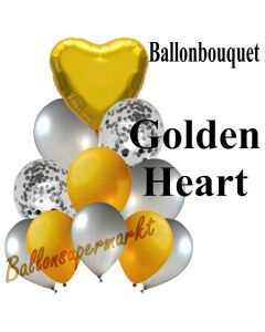 Ballon-Bouquet Golden Heart mit 11 Luftballons