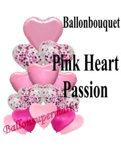Ballon-Bouquet Pink Heart Passion mit 15 Luftballons