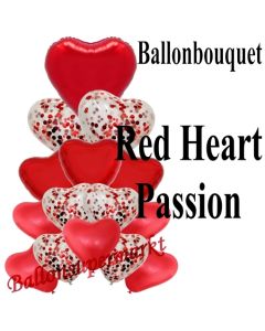 Ballon-Bouquet Red Heart Passion mit 15 Luftballons