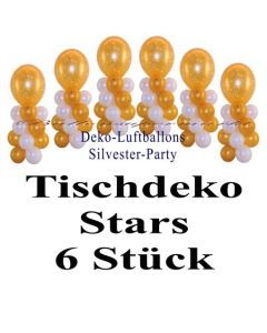 Silvesterdeko-Tischdekoration-Luftballons-Creme-Weiss-Gold-Stars